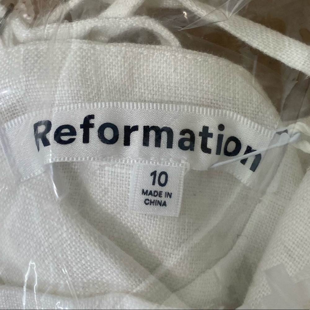 Reformation White Huckleberry Linen Mini Dress 10 NWT - Picture 8 of 9